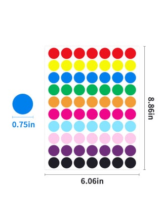 1260Pcs Coloured Dot Stickers Round Sticker Coded Label Sticker, Self-Adhesive Coding Circle Dot Stickers, 0.75 inches Round Colored Label Stickers for School Item Classification - view 2